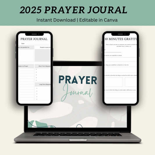 2025 Prayer Journal – 53 Pages of Guided Prayers, Bible Study & Daily Reflections